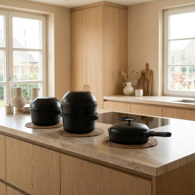 CuliStack pannenset, voorheen CookingTotem, na de naamswijziging