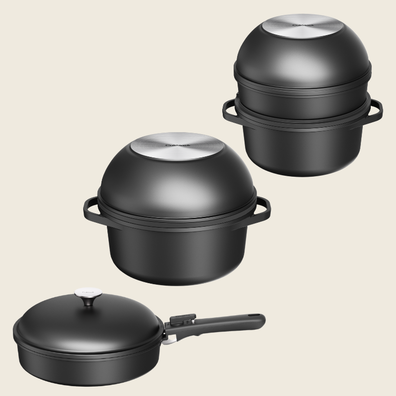 CuliStack pannenset: complete stapelbare set die in één keukenlade past