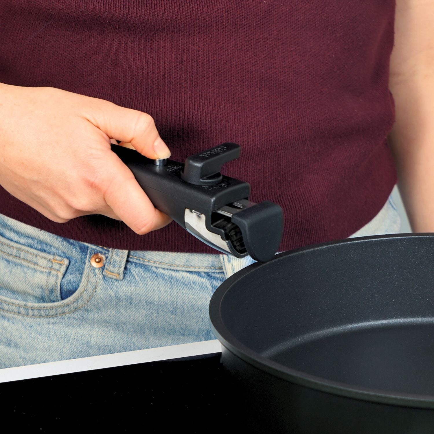 CuliStack ClickGrip detail van bevestigingsmechanisme met klikknop