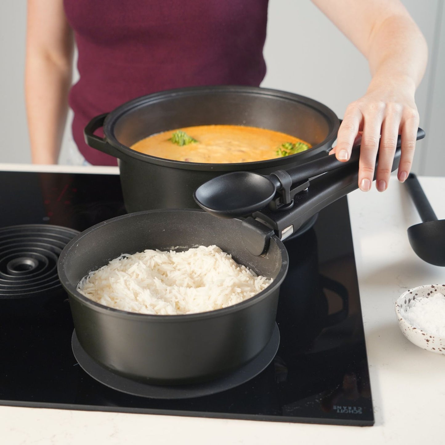 CuliStack NoTouch Keukengerei Set complete weergave van zes onderdelen