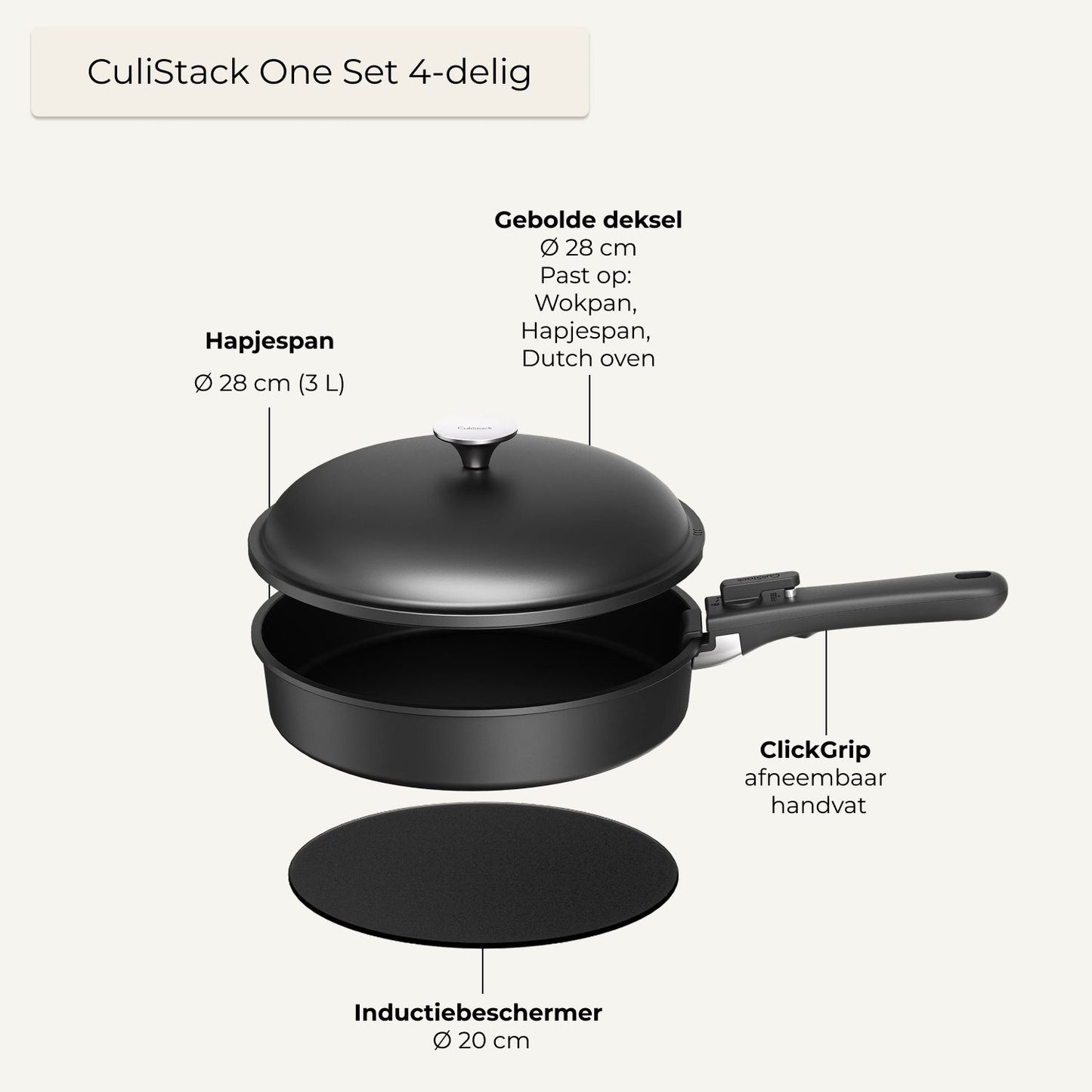CuliStack One Set 4-delig in gebruik op aanrecht in keuken