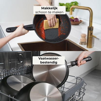 CuliStack antiaanbakpan eenvoudig handmatig schoonmaken met spons en water